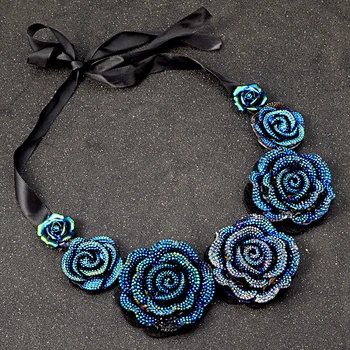 UDDEIN dolgo črno pentljo verige rose cvet ogrlica za ženske multi color trendy izjavo chokers nakit maxi ogrlica ovratnik