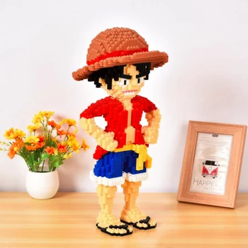 Pirat Anime Enem Kosu Luffy gradnika 3D Model Mini Diamond Blocks DIY Opeke Stavbo Skupščine Igrače za Fante Darila