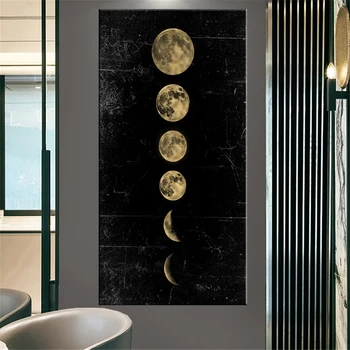 Nordijska Velika Velikost Mrk Lune Stenskih slikah, Minimalističen, Platno, Poster Tiskanje Vesolje Dolgo Banner Umetnosti Slikarstva, Dom Dekor
