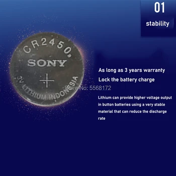 5PCS Original Sony CR2450 CR 2450 3V 550mah Litijeve Baterije Za Ure, ure slušni pripomočki Pedometer Gumb gumbaste
