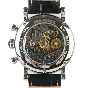 Mehanski Kronograf Watch moških ročno uro Galeb ST1908 Gibanje Zlata iz Nerjavečega Jekla, temno modra Luna Fazi mens Zapestne Ure