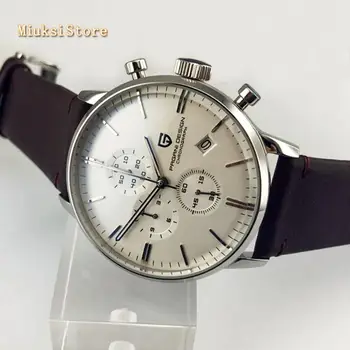 Moda luksuzne blagovne znamke Pagani design 43mm, bela številčnica datum usnje kronograf japonski quartz moška vrh straže
