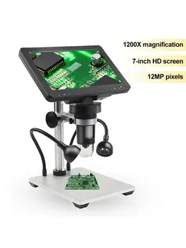 1200X Povečava Mikroskopa 7 palčni HD Zaslon, Digitalni Mikroskop 12MP Micro za Poučevanje Vezja Opazovanje Starin