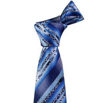 Modra Novost Moških Kravato Poroko Svile Kravatni Broška Handkerchief Cufflink Določi Modni Oblikovalec Barry.Wang Vezi Za Moške Ženina Dar