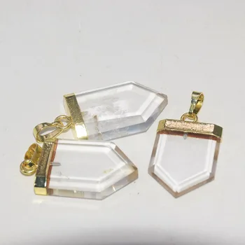 Naravni Jasno, Kristalno Quartz Kamen Obesek za ženske, nakit, izdelava ščit 2020 čare Zlato Cap Rock Kristal puščice glavo gem