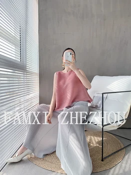 Miyake Gub 2020 poletje cool dihanje svoboden nezakonitih brez rokavov Telovnik srajco obleke korejski estetske trendovska Modna oblačila