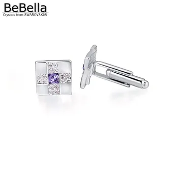 BeBella 5 barv Men je kristalno kvadratnih zapestne gumbe narejene s Swarovski Elementi za Dan očetov dar
