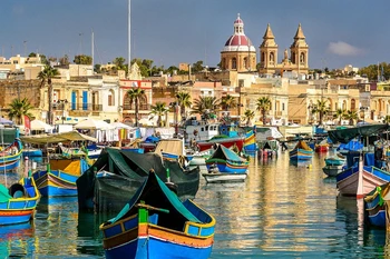 Malta Marsaxlokk Bay Krajine svile, poster tiskanje Soba vrata Dekor