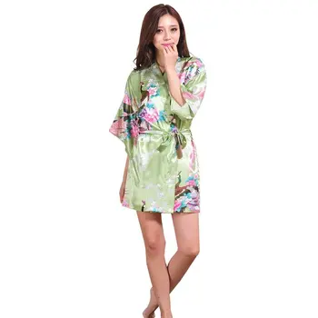 Zeleni Kitajski Ženske Svile Rajon Mini Haljo Seksi Kimono Kopalne Obleke Intimno Perilo Pajama Plus Velikost S M L XL XXL XXXL ZS024
