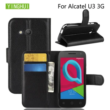 Za Alcatel U3 3G Primeru, Usnje, Telefon primeru Pokrovček Za sony ericsson U3 3G Stojalo, Denarnice, Vrečke za Kartico sim telefon primeru Za Alcatel U3 3G