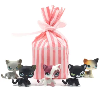 LPS CAT 5 Kos/vrečko Pravi pet shop srčkan igrače mačka model redkih živalskih stoji kratke lase kitty zbirateljske igrača za otroke z vrečko darilo
