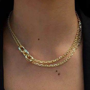 Verige ogrlica za ženske multi-obroč dvoslojno clavicle verige retro osebnost mozaik Joker napredno