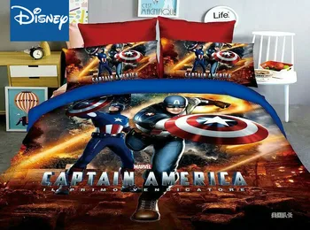 Disney Marvel Cenejši Posteljnina Nastavite Eno Velikost Fantje ' s Spalnica Dekoracijo Twin Ravno List Rjuhe Prevleke 2/3pcs Captain America Nova