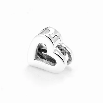 Srce oblika 2 srca, ki je tesno povezan 925 Sterling Srebro Posnetke kroglice Fit Original Reflexions charms Zapestnico Nakit, izdelava