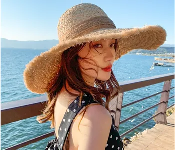 02001-axi novo Izvoz Južne Koreje ročno rafija travo lady sonce skp ženske prosti čas, počitnice plaže klobuk