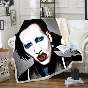 Pevka Marilyn Manson 3d Tiskanih Flis Odeja za Postelje Debela Odeja Moda Bedspread Sherpa Vrgel Odejo Odrasli Otroci 03