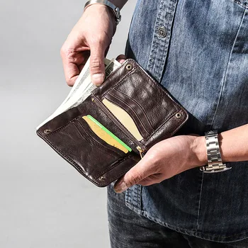 AETOO Retro denarnice moške kratke usnjene stari originalni mladih moških usnje posnetke navpično gumb snaps polno usnja denarja posnetek vint