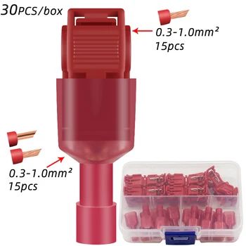 T-tip Vtiča Line Connector, Self-peeling Hitro Priključek za Napajalni Prozorni Plastični Box Tip T 105 Stopinj