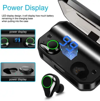 TWS Slušalke 9D Stereo Bluetooth 5.0 Brezžične Slušalke IPX7 Vodotesne Slušalke LED Zaslon Z Mic 3000mAh Polnjenje Box