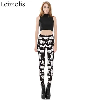 Leimolis 3D tiskanih fitnes push up vaja dokolenke ženske gotike Lep mačka sanje plus velikost Visoko Pasu punk rock pants