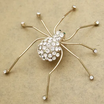 Art Nouveau Zlato Big Spider Insektov Kristalno Klobuk Kravato River Šal Pin Značko Kolektivne Broške Ženske TEA PARTY Anime Nakit