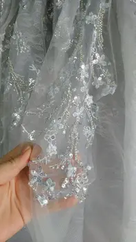 Brezplačno po meri haljo marie colore Stojalo ovratnik srebrna poroka oblačenja beaded čipke+til rep obleko