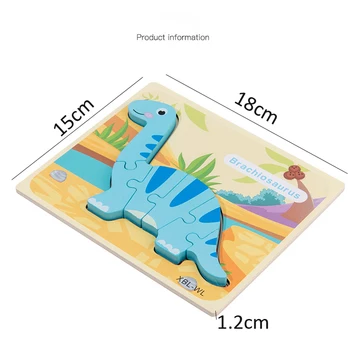 BalleenShiny Baby 3D Puzzle Za Otrok 12 Barv Dinozaver Jigsaw Inteligence Razvoj Lesenih Zgodnje Izobraževanje Učenje Igrače Darilo