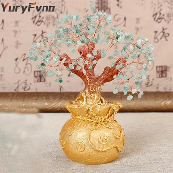 YuryFvna 7 Palčni Visok Kristalno Srečo, Denar Drevo Figur Feng Shui za Bogastvo in Srečo Home Office Dekor Darilo za Rojstni dan