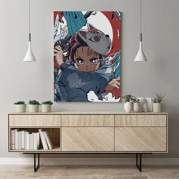 Demon slayer tanjiro anime platno slikarstvo dekor wall art slike spalnica študija doma dnevna soba dekoracijo tiskanje plakata