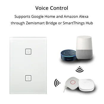 Zigbee 2 Tolpe, Stenske Luči Stikalo za Delo Z Alexa Google Doma preko SmartThings Most APP Telefon Glasovni Nadzor