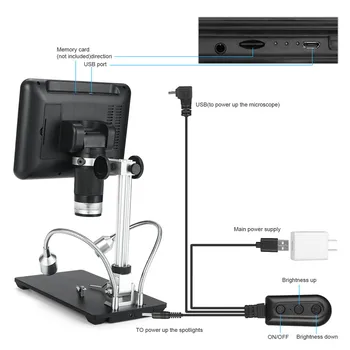 Novo AD207 7 palčni 3D HD 1080P Digitalni Mikroskop Spajkanje Orodje za Telefon/PCB/SMD Popravila s Sliko Zasukati Funkcija