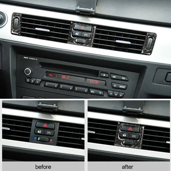 Ogljikovih Vlaken Za BMW E90 E92 E93 Centralna klimatska Naprava Vtičnica Vtičnica nadzorni Plošči Zvočnik plošča Dekoracijo M Dodatki