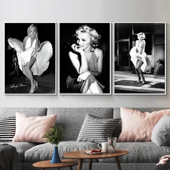 Slavni Marilyn Monroe Črno in Belo Platno Slikarstvo Letnik, Plakati, Tiskanje Stenskih slikah, za Dnevni Sobi Doma Dekor Cuadros