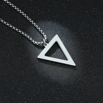 Moške Trikotnik Ogrlica iz Nerjavečega Jekla Minimalno Odprtega Trikotnika Obesek Geometrijske Mož Nakit