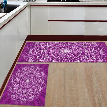 Kuhinja Mat Anti-slip Vijolično Vzorec Mandala Retro Natisnjeni Preproga Preproga Hodnik Kopel Mat Dnevna Soba