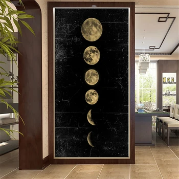 Nordijska Velika Velikost Mrk Lune Stenskih slikah, Minimalističen, Platno, Poster Tiskanje Vesolje Dolgo Banner Umetnosti Slikarstva, Dom Dekor
