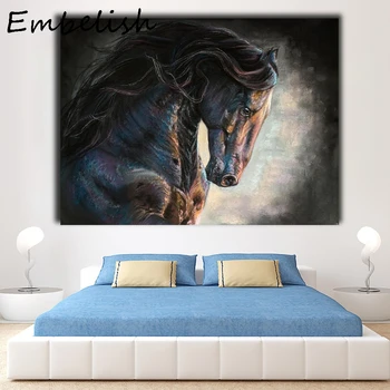 1 Kos Vroče Prodaja Živali Wall Art Plakate Za dnevno Sobo, Črne Frizijski Konj Slike Sodobne Dom Dekor HD Platna Slike