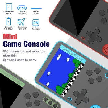 Mini Prenosne igralne Konzole 2,4-palčni Mehko Zaslonu Prenosne Ultra-tanek Polnilna Gamepad Vgrajen 500 Igre Retro Prenosni
