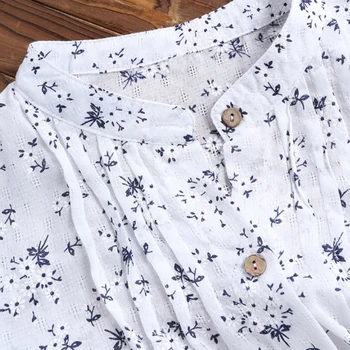 VROČE PRODAJE Plus Velikost Cvet Tiskanja V Vratu Naguban Dolg Rokav Bluzo Svoboden Ženske Tunika Majica Cvet natisniti in naguban design Majica
