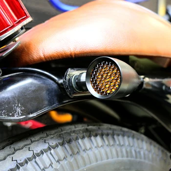 Buendeer 2Pcs Univerzalno motorno kolo Mrežo kovinsko Retro Bullet Vključite Opozorilne lučke LED Zavorna Luč Za Zmagoslavje Honda Yamaha