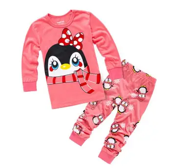 2018 Nove Dostava pižamo nastavite dekle pingvin ladybug spanja obrabe dolgimi rokavi dojenček spal obrabe, otroci bombaž More Otrok H096