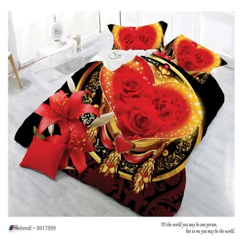 3D Cvjetnim Natisne Bedclothes King Size Poroko Dekorativne Rjuhe Kritje Stanja Prevleke Romantično Rdeče Rose Posteljnine Komplet za Odrasle