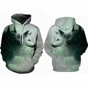 Goocheer Ženske, Moške Živali Grafični 3D Volk Tiskanja Hoodie Majica Potenje Puloverju s Kapuco