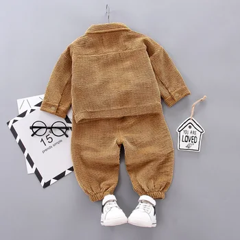2020 Jeseni Baby Boy Velvet Obleko Korejskem Slogu Trdna River Plašč, Jakne Vrhnja Oblačila Hlače Otroci, Butik, Trgovina Oblačila