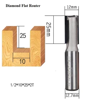 Diamond 8 mm za les, rezkanje rezalnik 10 mm 12 mm lesenih predmetov orodje Podaljšali Naravnost Nož proformance usmerjevalnik bitov povrtalo