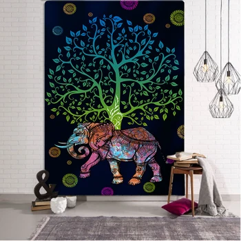 Barvita Pearl Slon, Tapiserija, 3D Mozaik Slog Hipi Boho Stenske Tapiserije Mandala Tkanine Mat Dnevna Soba Dekor