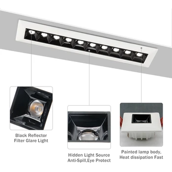 [DBF]Single Zapored Dolgo Kvadratnih LED Stropni Spot Luči Ne Zatemniti 2W 4W 10W 20W LED Vgradni Downlight za dnevno sobo Prehod Svetlobe