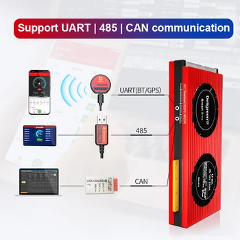 Smart BMS 14S BMS 150A 200A 250A z Bluetooth UART 485 LAHKO za 58.8 V Li-ionske Baterije UART LAHKO za EV Ebike Moč shranjevanje