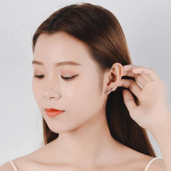 Korejski Big Kutlača Design CZ Cirkon Asimetrične Stud Uhani Za Ženske 925 Sterling Srebrni Uhani Kristali, Nakit oorbellen