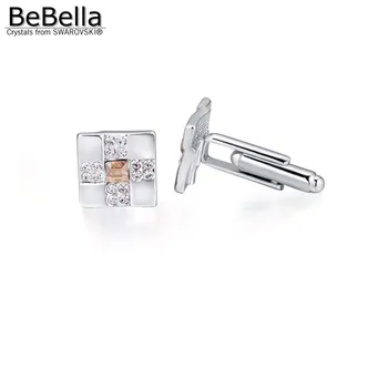 BeBella 5 barv Men je kristalno kvadratnih zapestne gumbe narejene s Swarovski Elementi za Dan očetov dar
